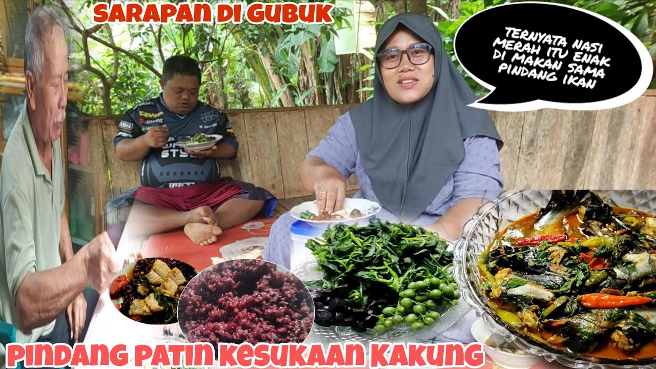 Pertama kali nyobain makan nasi merah || lauk pindang patin lakok enak pantesan Kakung suka ⁉️