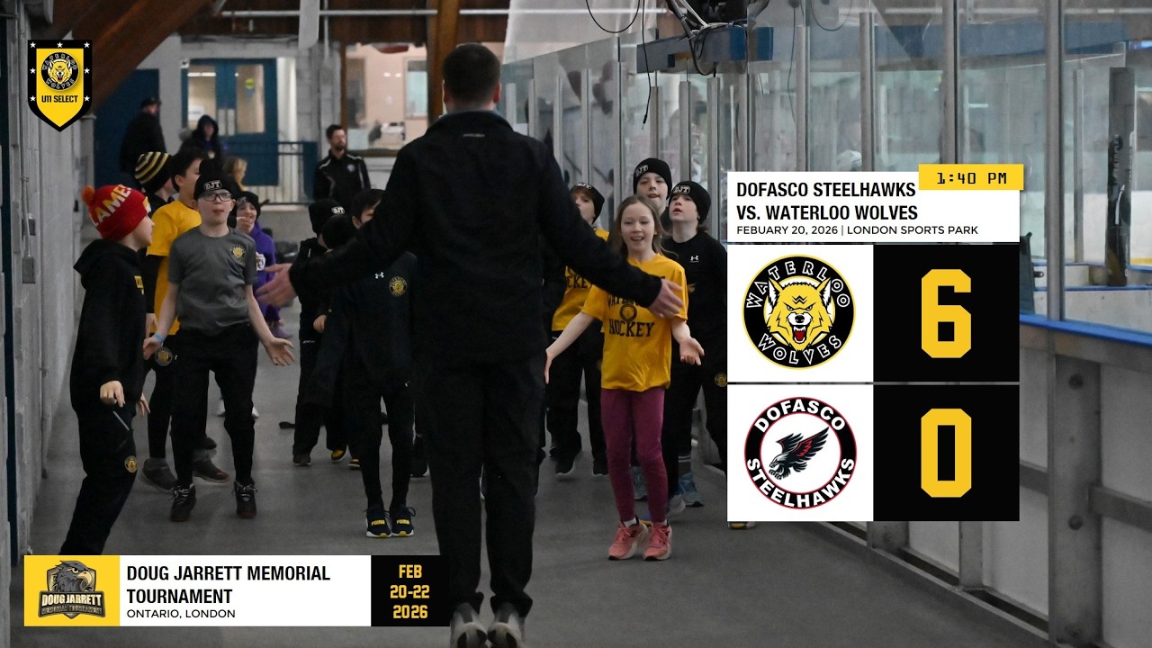 U11 Select tournament game vs Dofasco Steelhawks - team warmup
