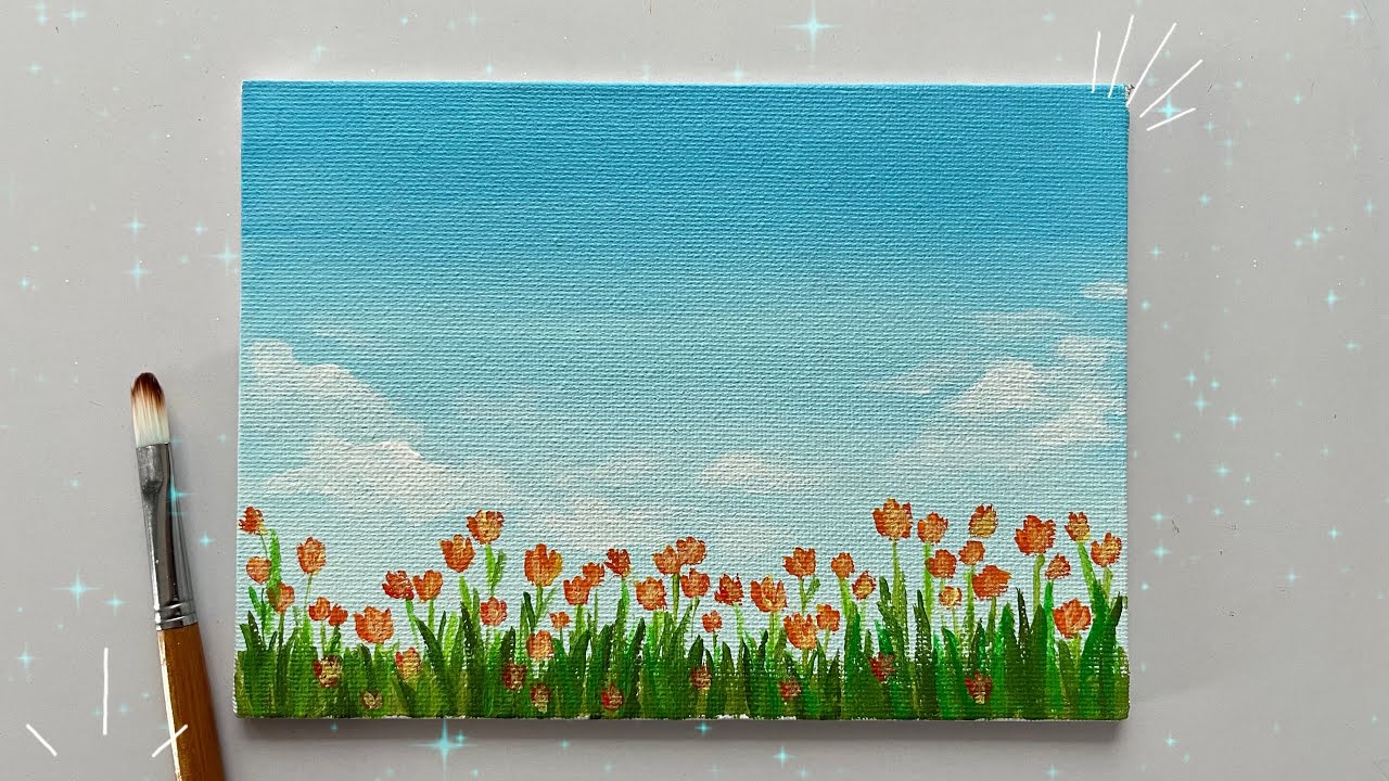 Tulips🌷 easy flower acrylic painting 