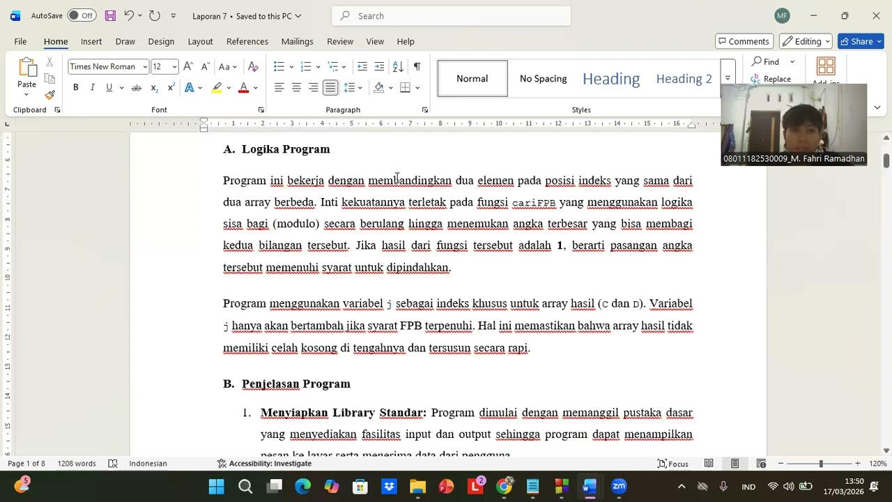 Algoritma dan Pemrograman 2026 | BAB 5 | M Fahri Ramadhan (08011182530009) | Nomor 7