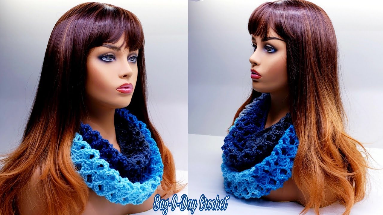 How To Crochet An Easy Cowl Infinity Scarf - Spring Showers - Bag O Day Crochet Tutorial #578