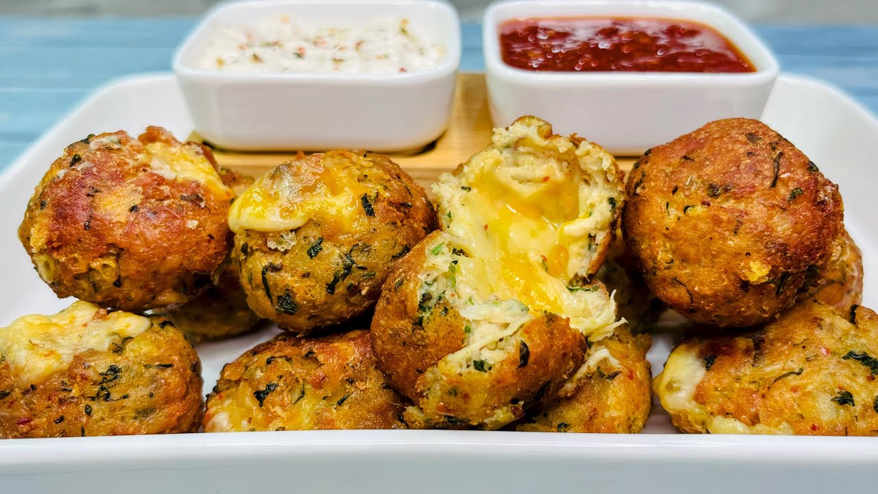 Рецепт куриных шариков с сыром | Быстрый рецепт закуски для вечеринки | Хрустящие куриные шарики ...