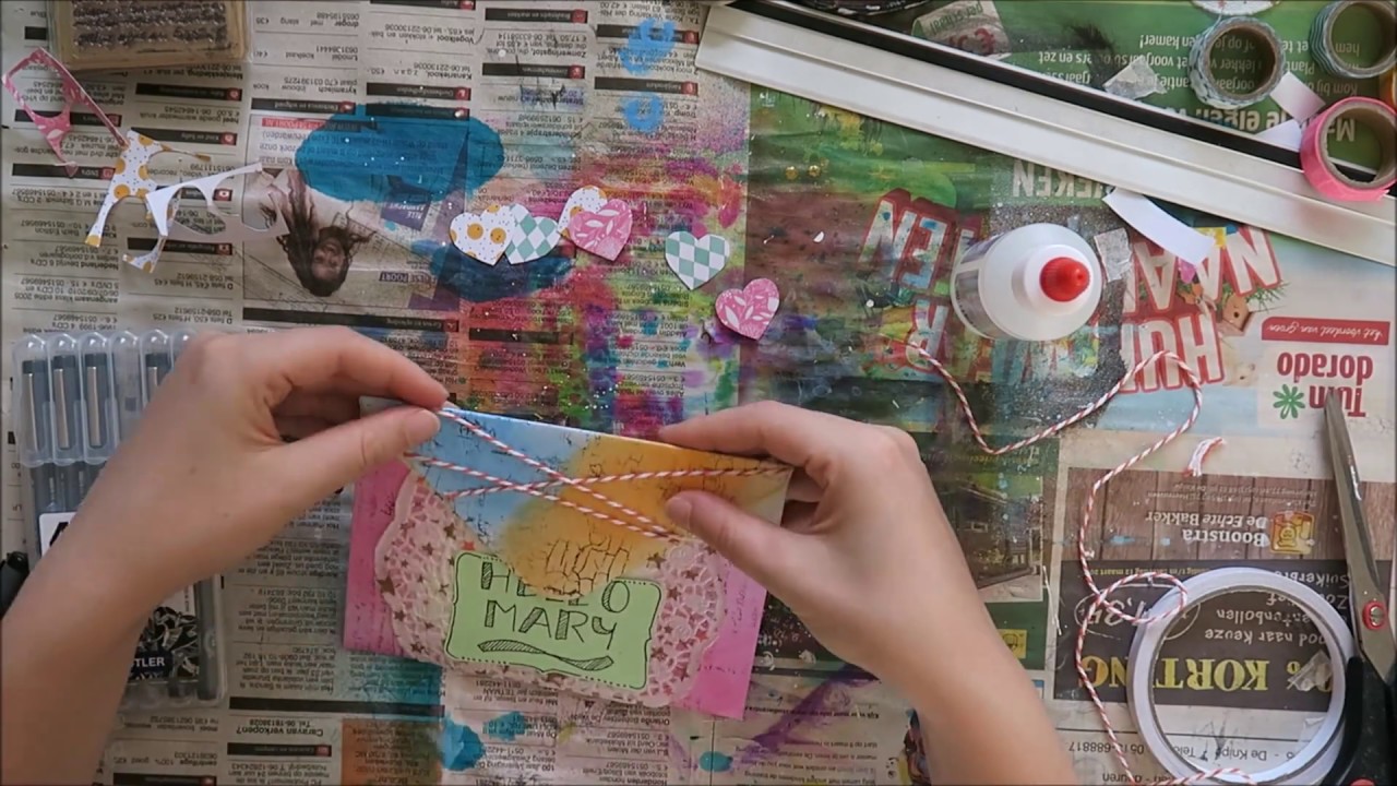 Mixedmedia envelope flipbook for Mary :) PROCESS