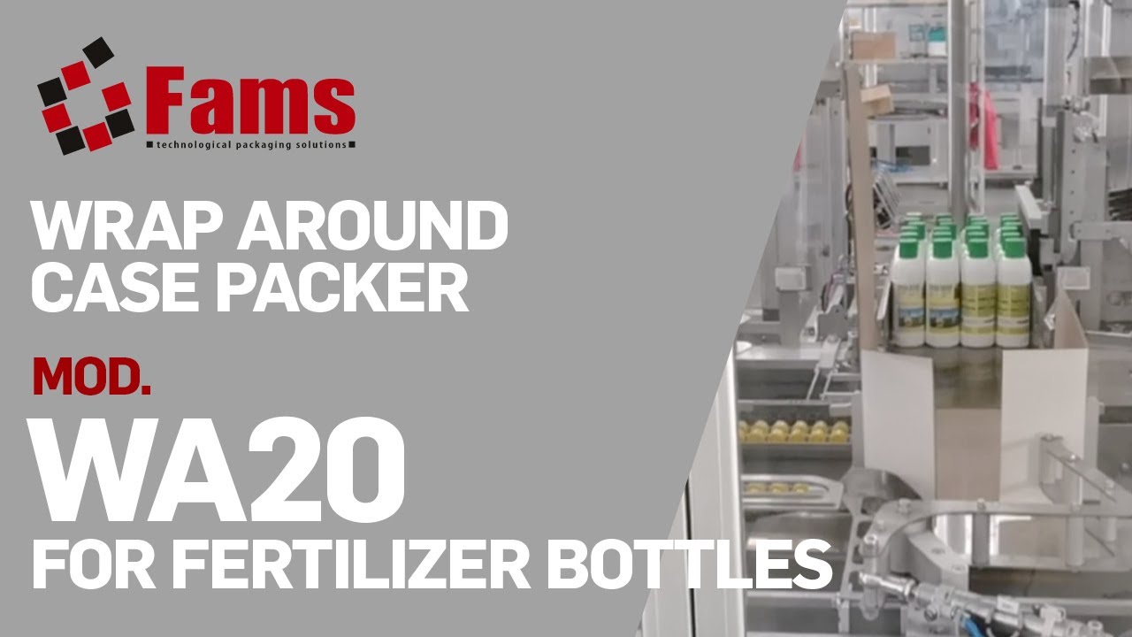 FAMS Wrap Around Case Packer Mod WA20 for Fertilizer Bottles