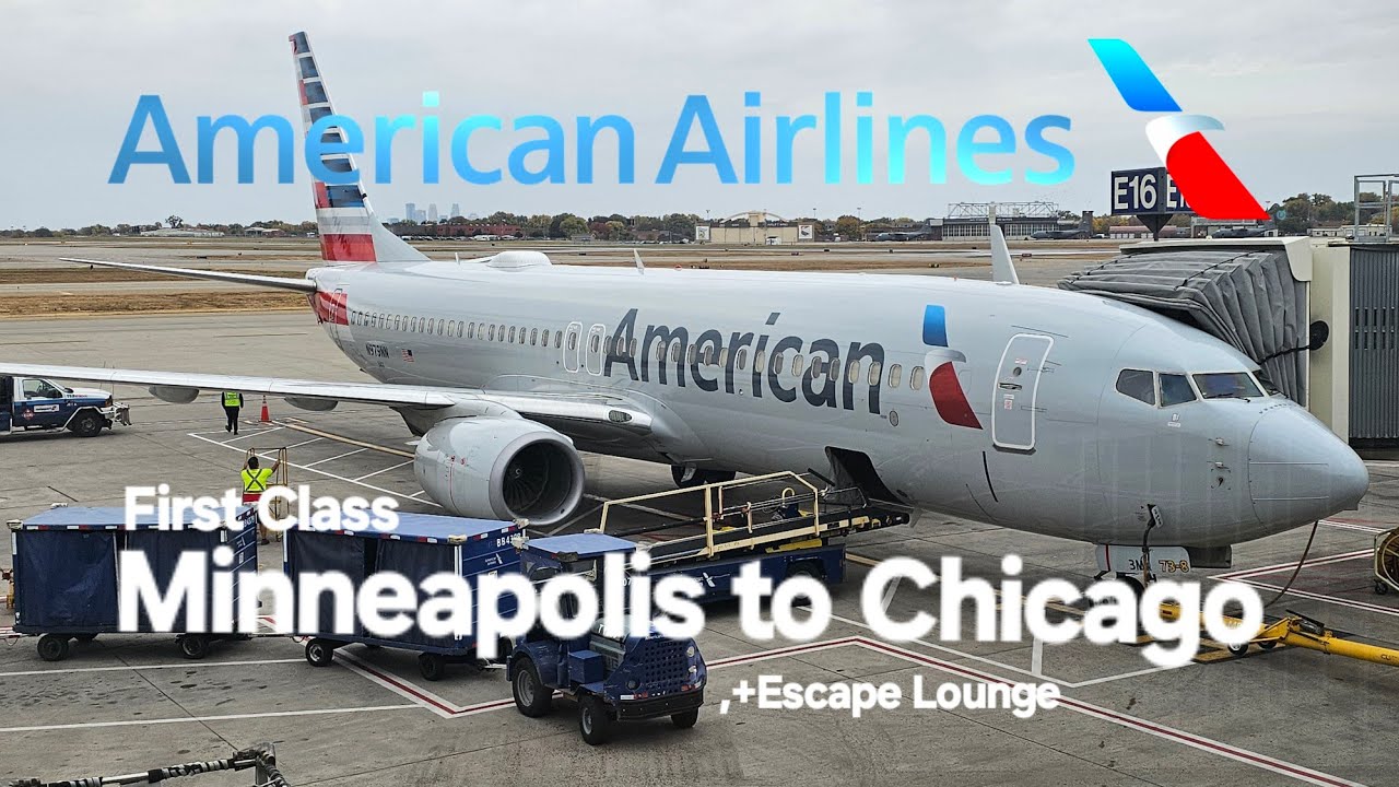 [4K60fps] First Class American Airlines Minneapolis to Chicago + Escape Lounge @MSP [TRIP REPORT]