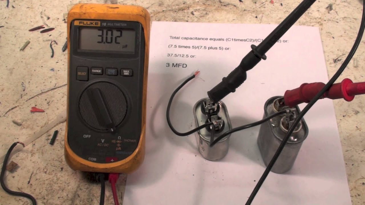 Parallel and series wired capacitors in HVAC