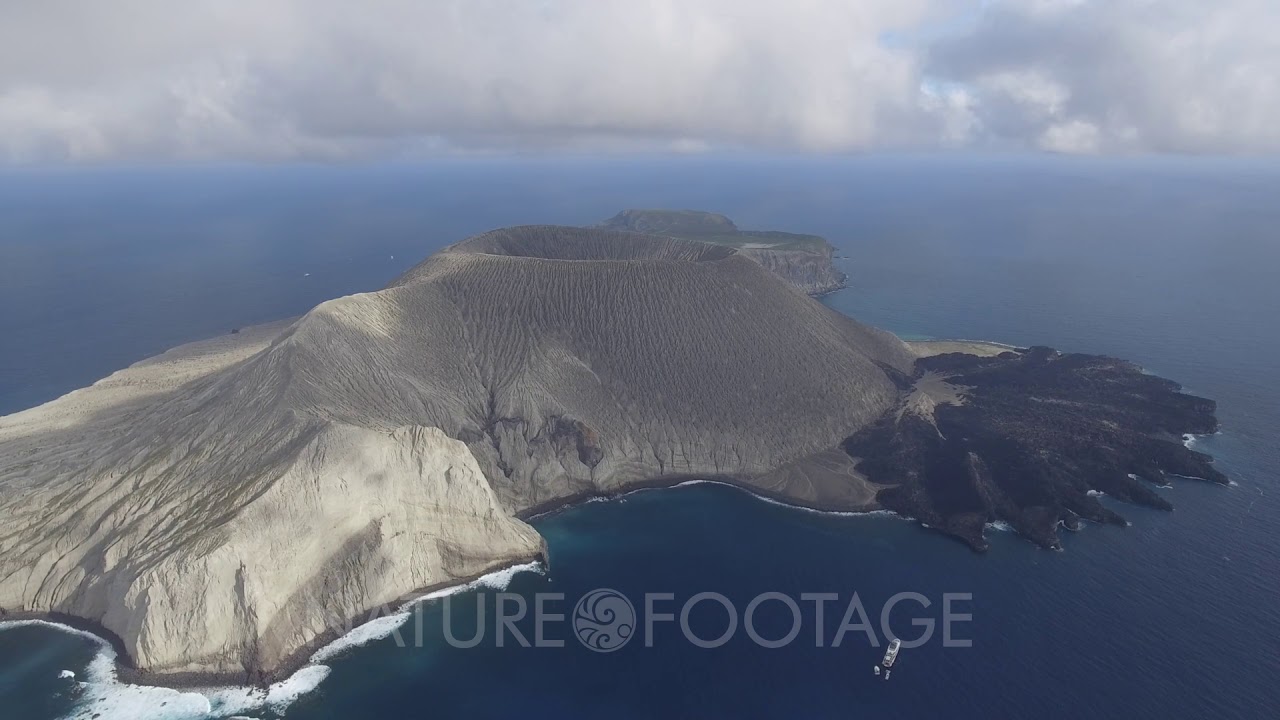 Aerial view of san benedicto island and its volcano, archipelago of revillagigedo, mexican pacific.