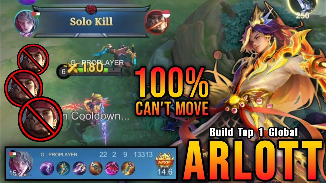 100% CAN'T MOVE!! 22 Kills Arlott Deadly Skill Combo!! - Build Top 1 Global Arlott ~ MLBB
