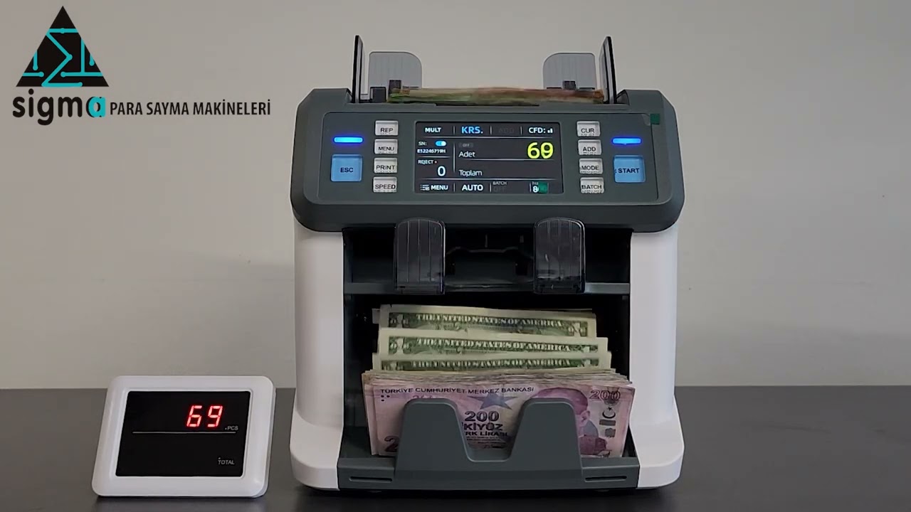 Sigma SC 955-A : Profesyonel Sayım Para Sayma Makinesi, Sahte Para Kontrol&uuml; ve 28 &Uuml;lke Para Birimi