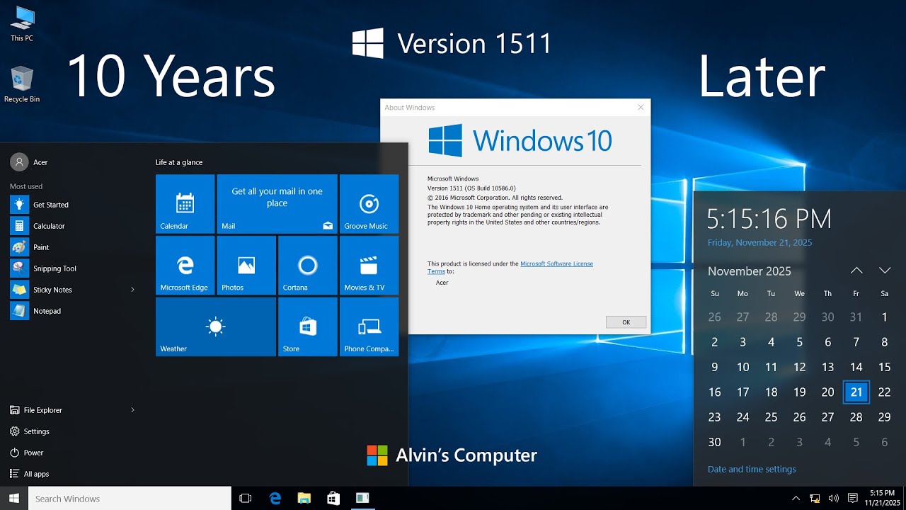 Windows 10 November 2015 Update. (10 Years Later)