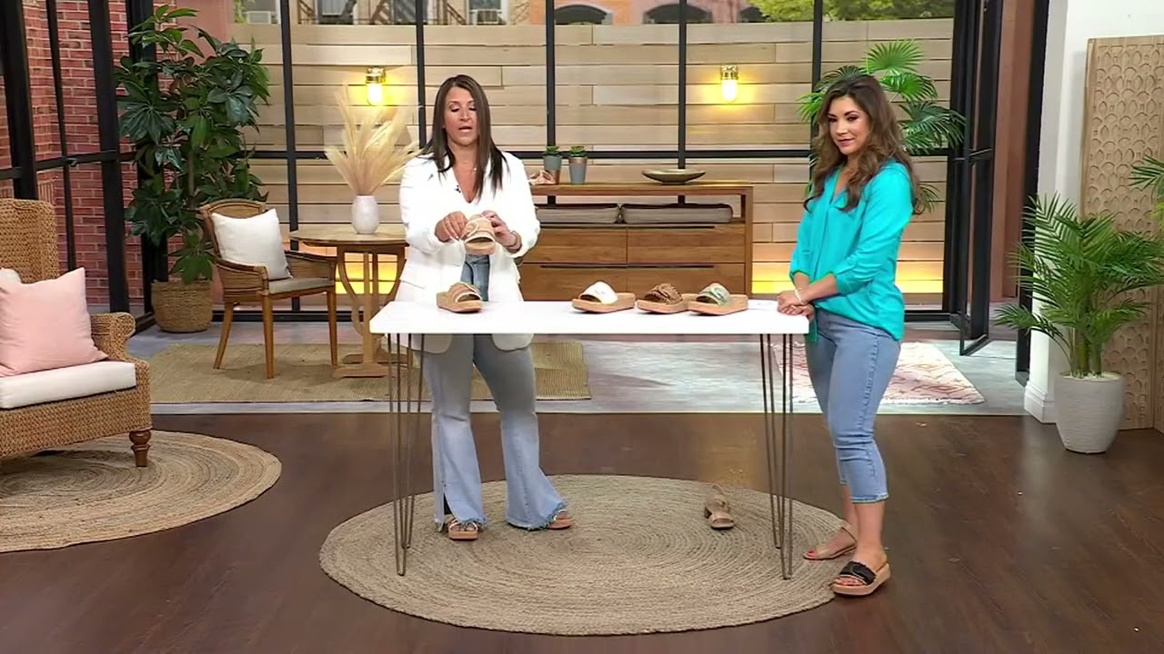Earth Raffia Buckle Slide Sandals - Samsy on QVC