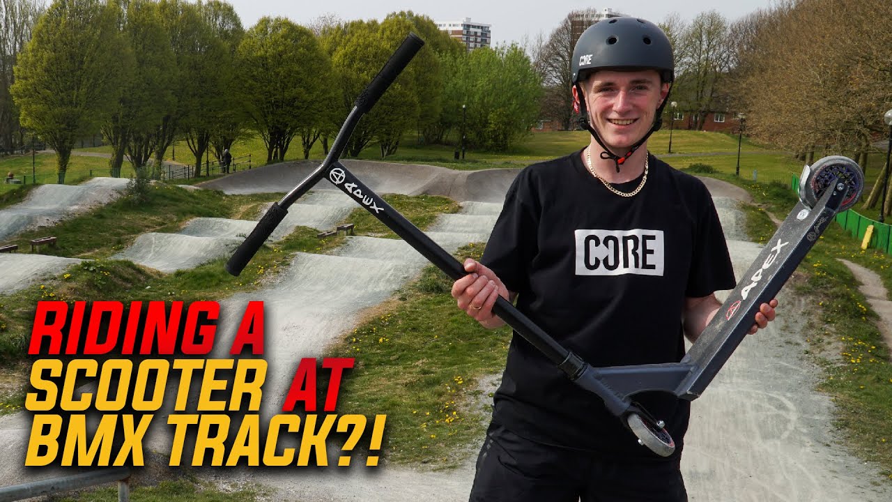 Can you ride a SCOOTER at a BMX PUMP TRACK?! (Liverpool Pump Track) | CORE Skatepark Review