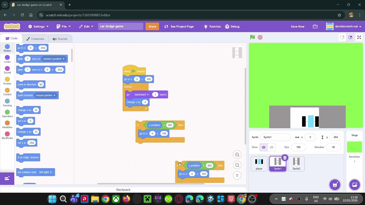 how to make a car dodge game in scratch