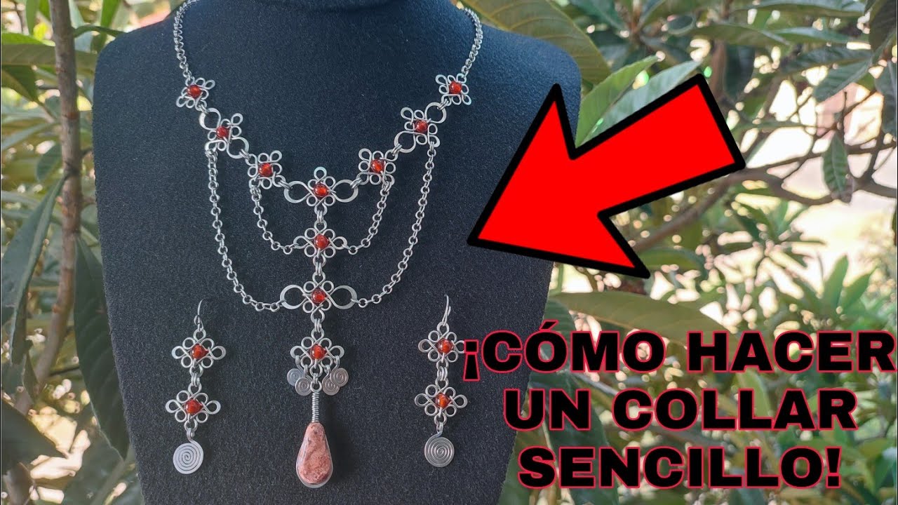 cómo HACER un COLLAR con FIGURAS DE ALAMBRE, CADENA SENCILLA y PIEDRA RANURADA| CURSO DE ALAMBRISMO.
