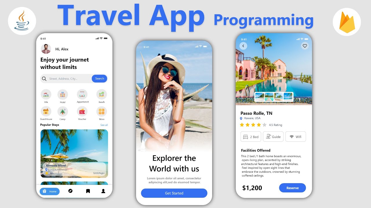 Travel app Android Studio Project with Firebase & Java