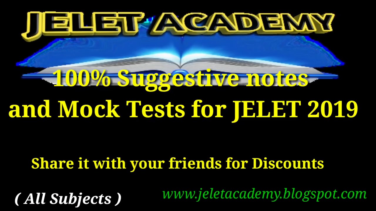 JELET 2019 SUGGESTIVE NOTES | JELET 2019 MOCKTESTS | NOTES