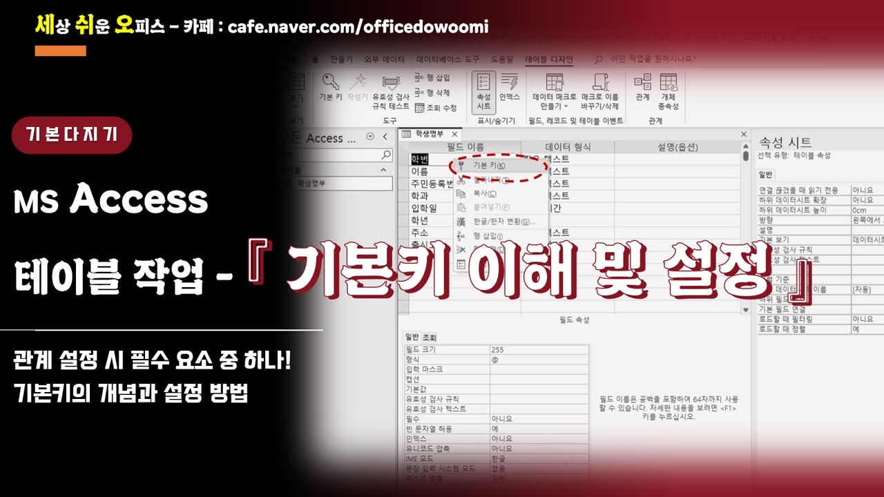 (MS Access) 기본키 이해 및 설정