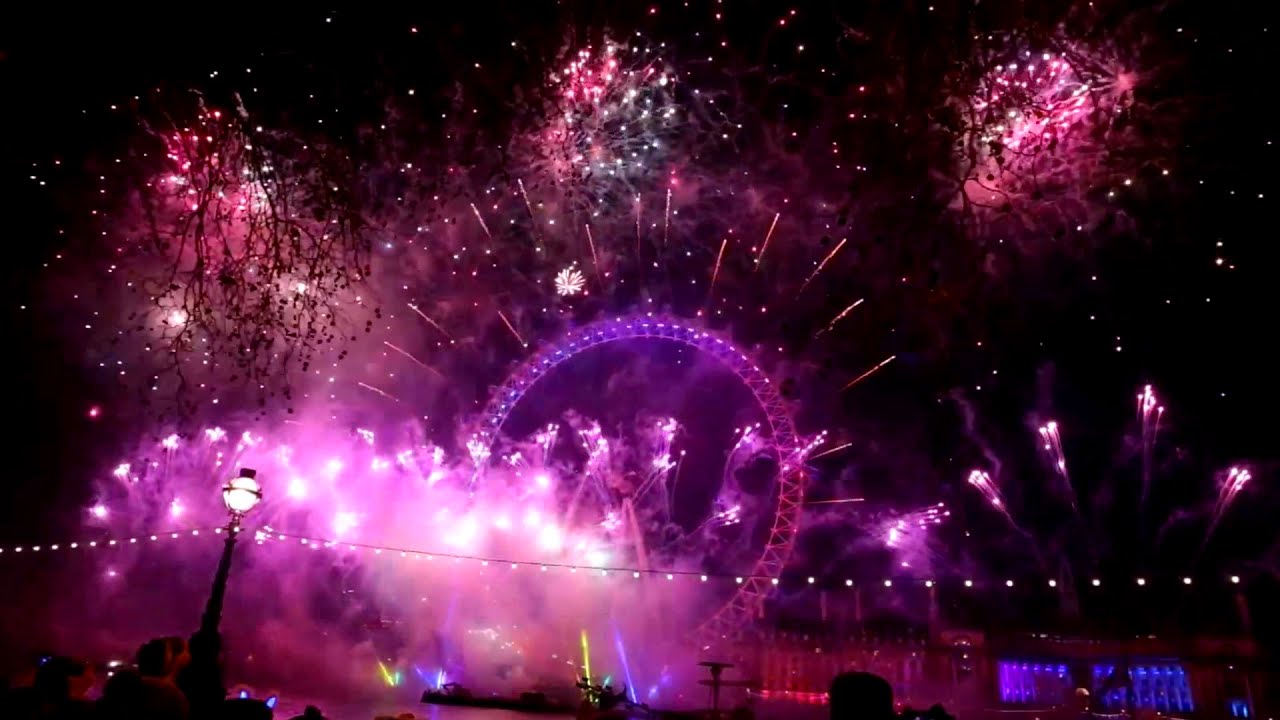 River Thames, Central London 2014 - 2015 NYE Fireworks Display [HD]