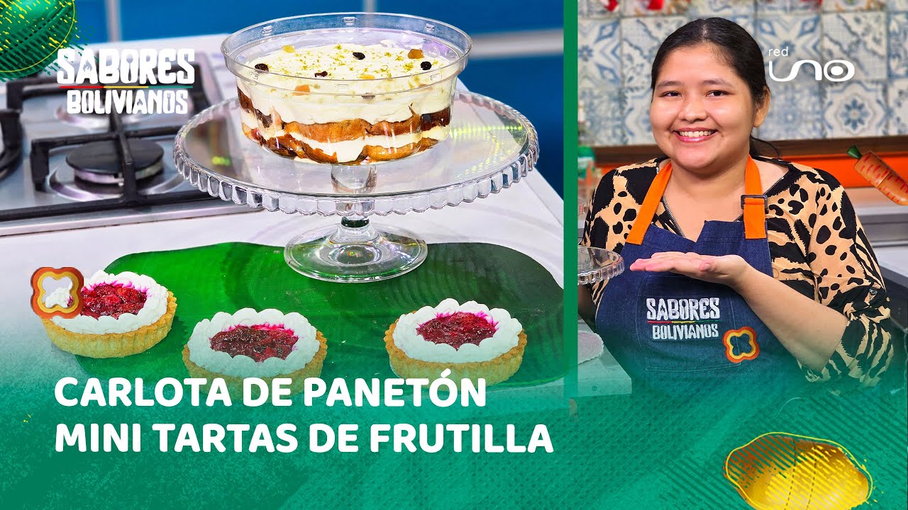 Sigue el paso a paso para preparar una "Carlota de panetón y Mini tartas de frutilla"