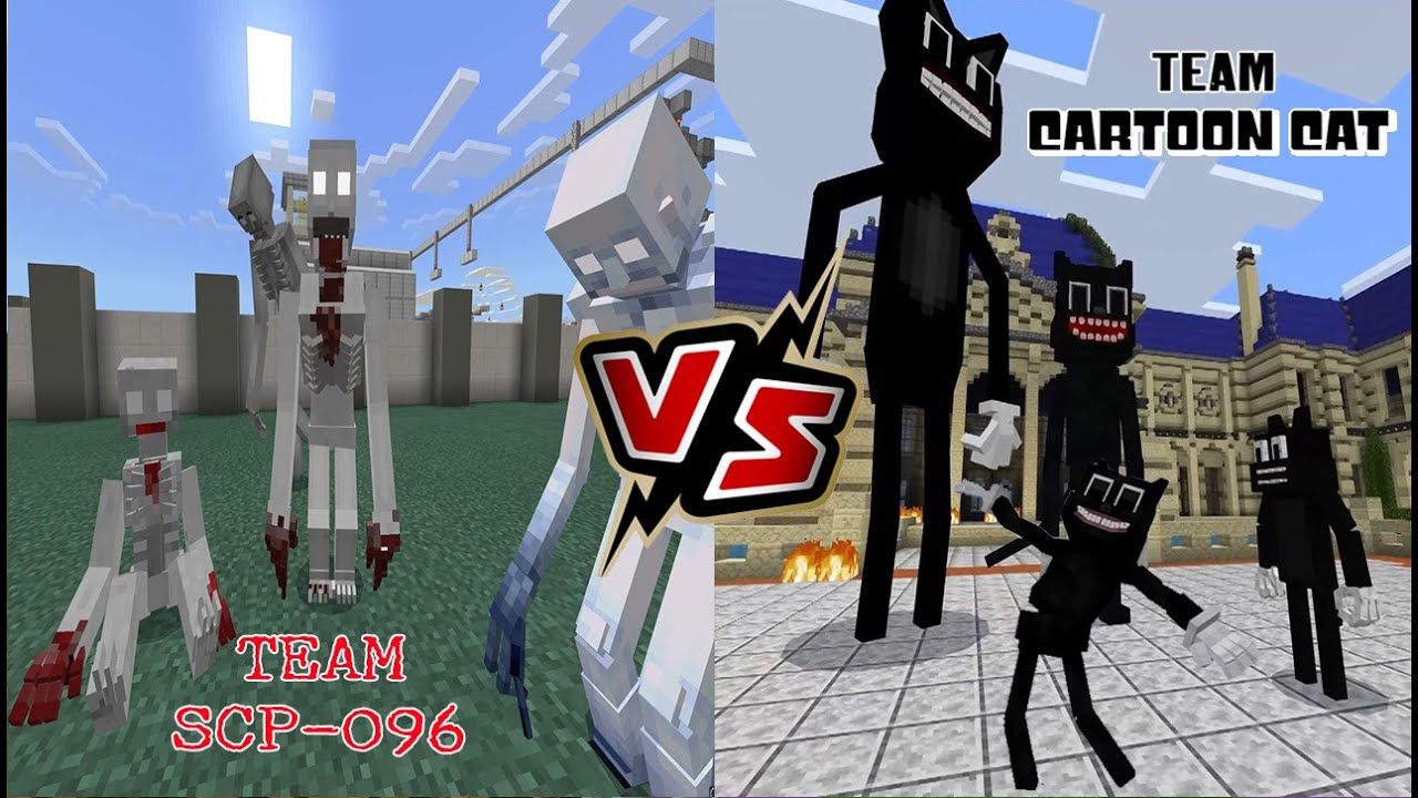 Team Cartoon Cat VS Team SCP-096 (Which team is the BEST?) Minecraft PE