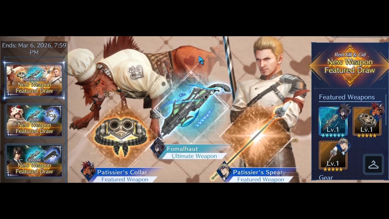 Final Fantasy 7 Ever Crisis: Red XIII and Cid Weapon And Skin Banner