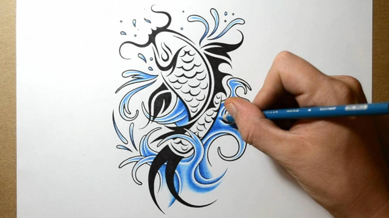 How to Draw a Koi Fish Tattoo Design
