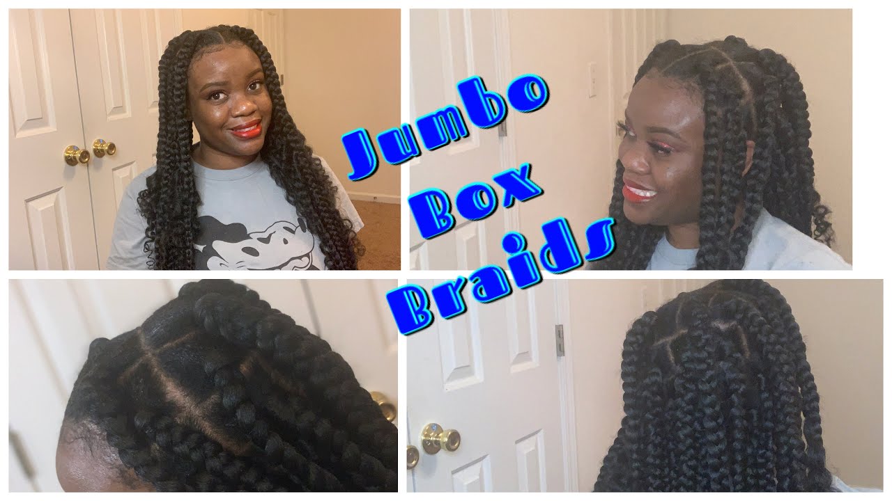 DIY JUMBO BOX BRAIDS| RUBBERBAND METHOD