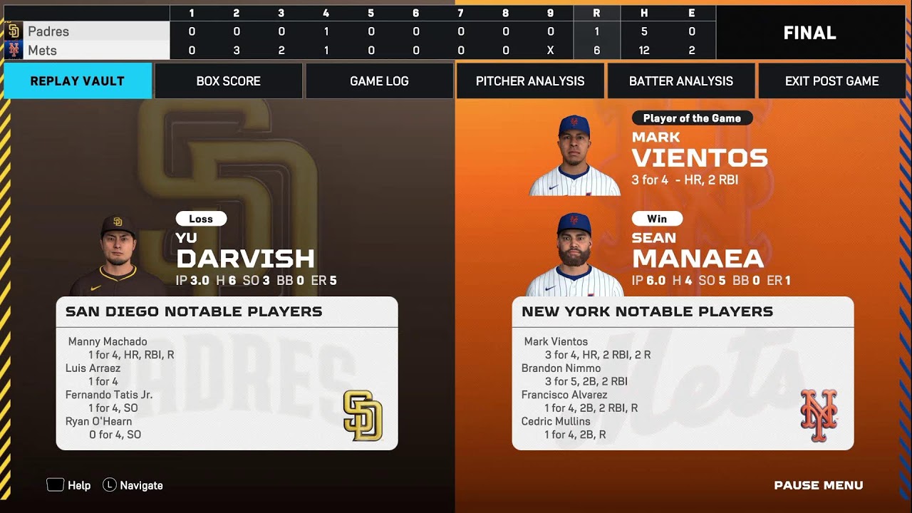 mets vs padres nlbthe show 25 predition