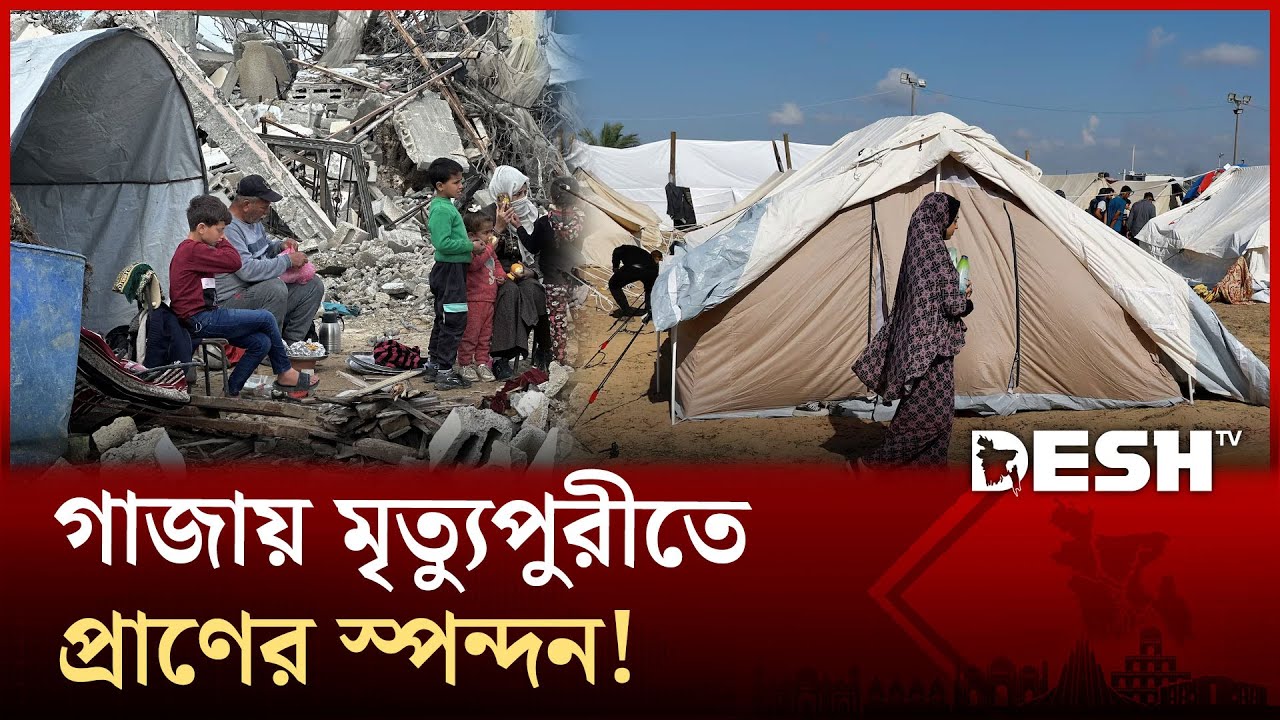 ধ্বংসের ছাই থেকে প্রাণের জয়গান—গাজার তাঁবু পাড়ায় এক অবিশ্বাস্য লড়াই । Gaza | Tent | Desh TV