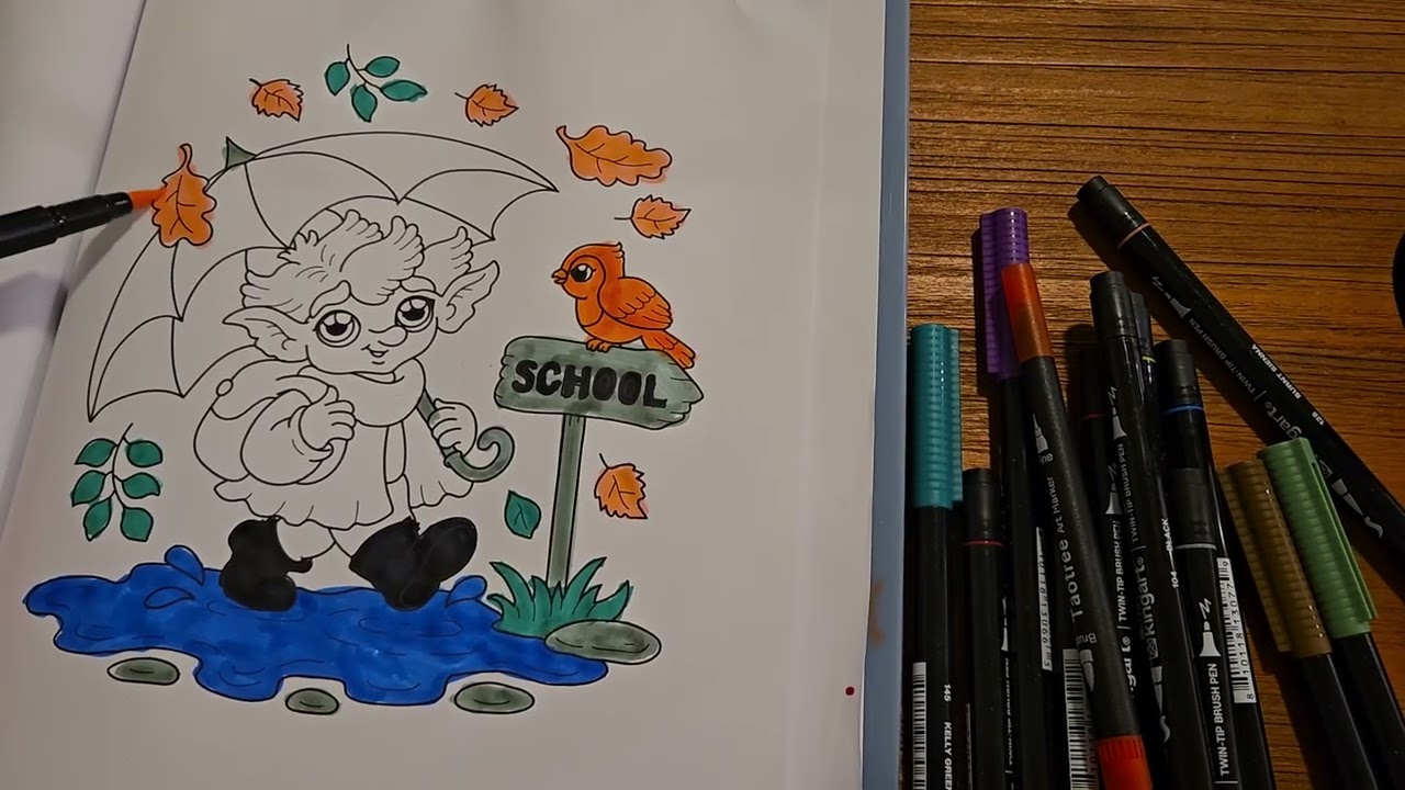 Coloring in 50 diminutive fall scenes @KameliyaAngelkova 