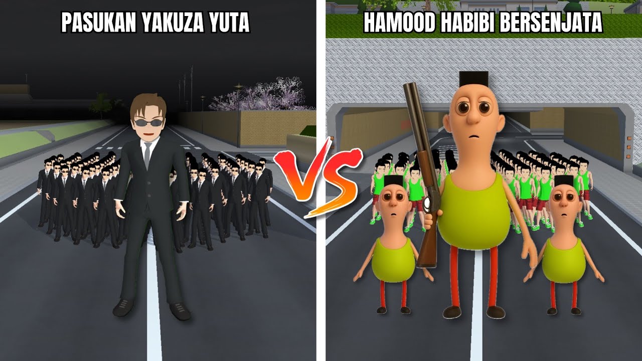 EXPERIMEN 100 PASUKAN HAMOOD HABIBI BERSENJATA VS PASUKAN YUTA YAKUZA HIMAWARI!!😱 Sakura School