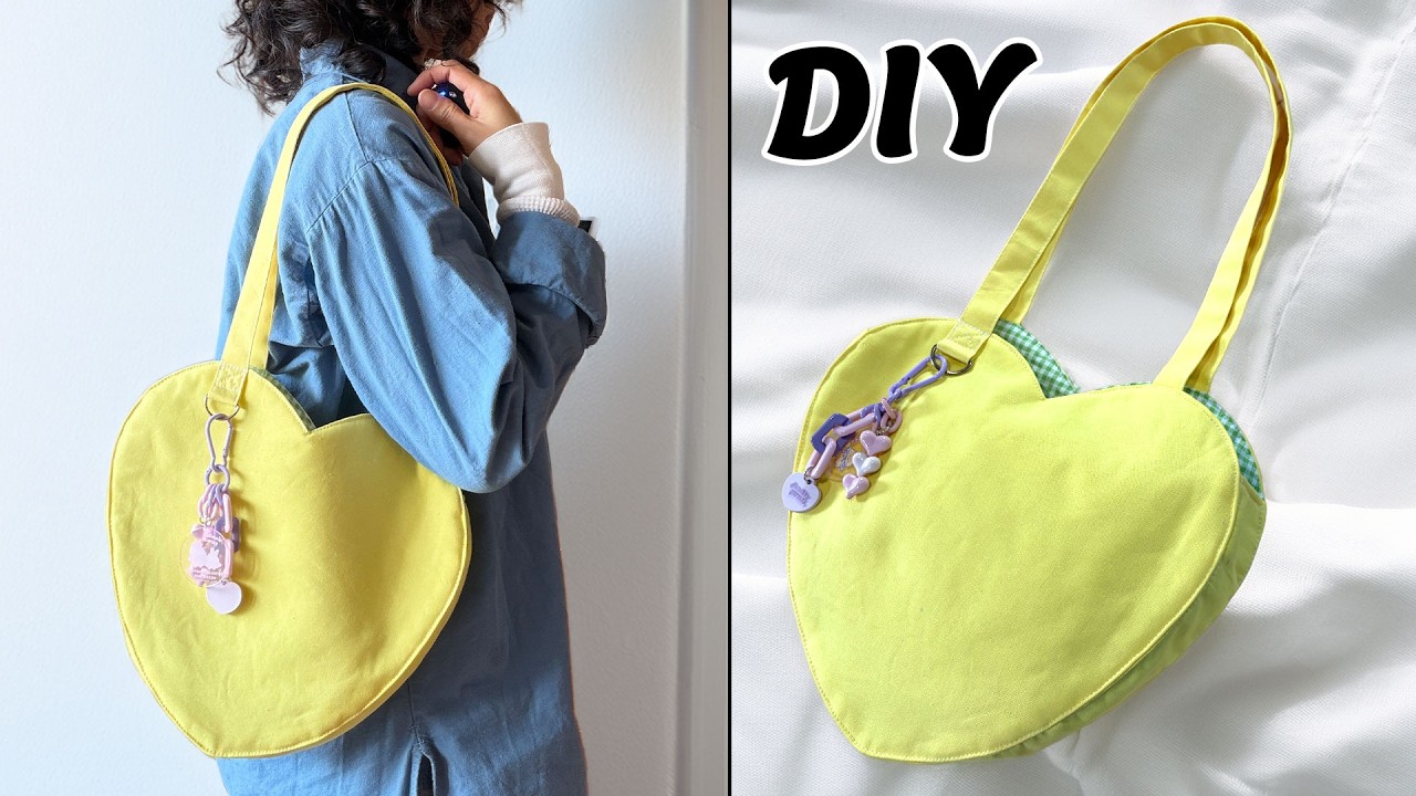 heart tote bag | DIY | Sewing tutorial | ハートトートバッグの作り方 | かわいい | ハンドメイド