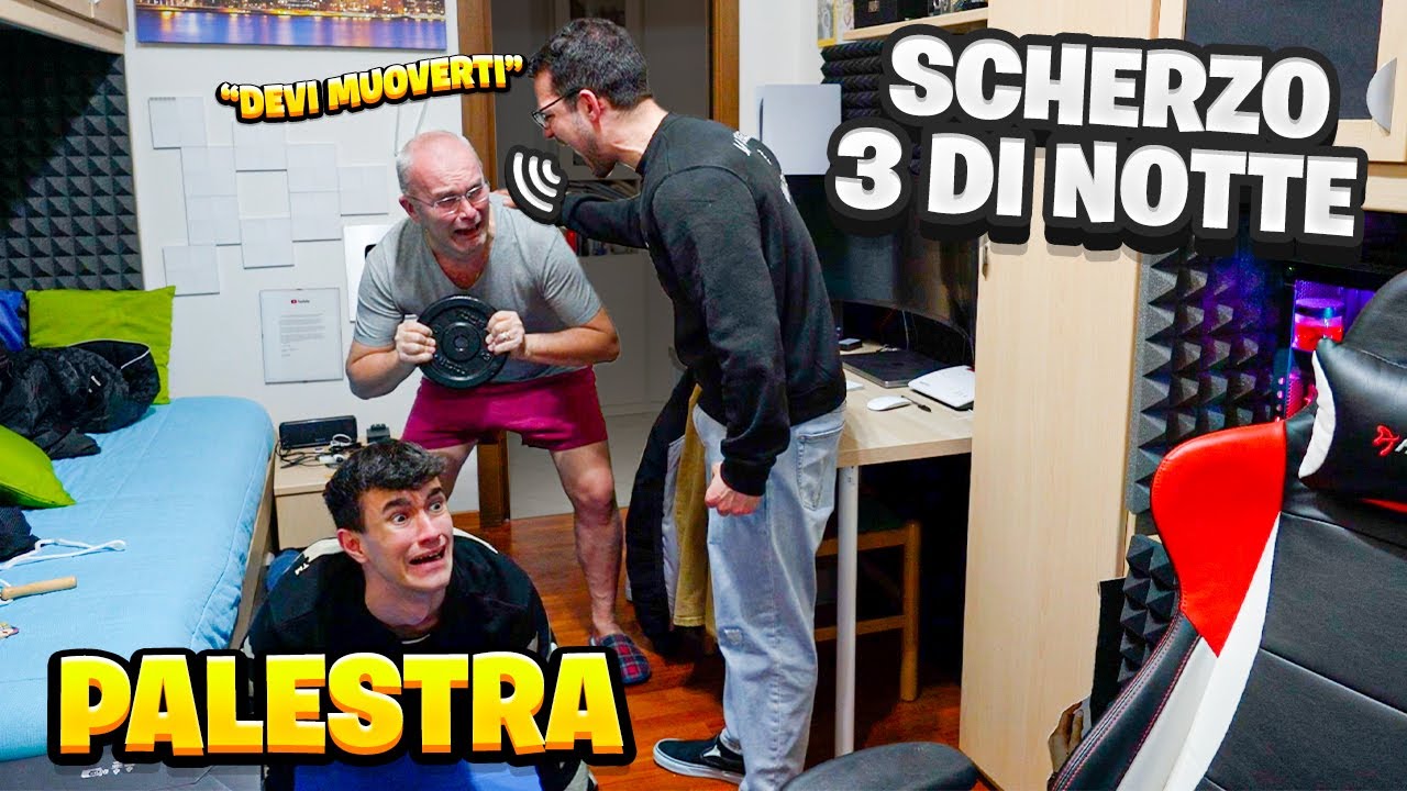 SCHERZO PALESTRA con URLA alle 3 DI NOTTE in CASA a MIO PAPÀ! *LEGGENDARIO*