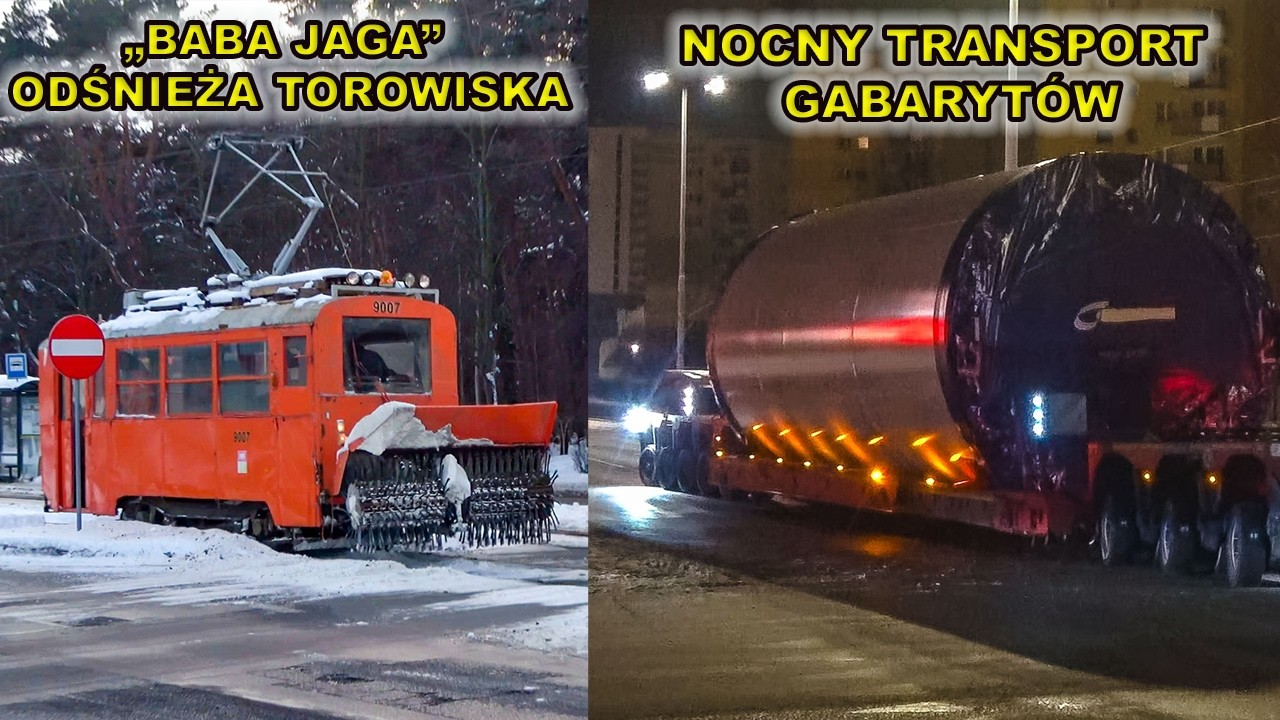 🧹 „BABA JAGA” ODŚNIEŻA TOROWISKA I 🚛 NOCNY TRANSPORT GABARYTÓW W GDAŃSKU.
