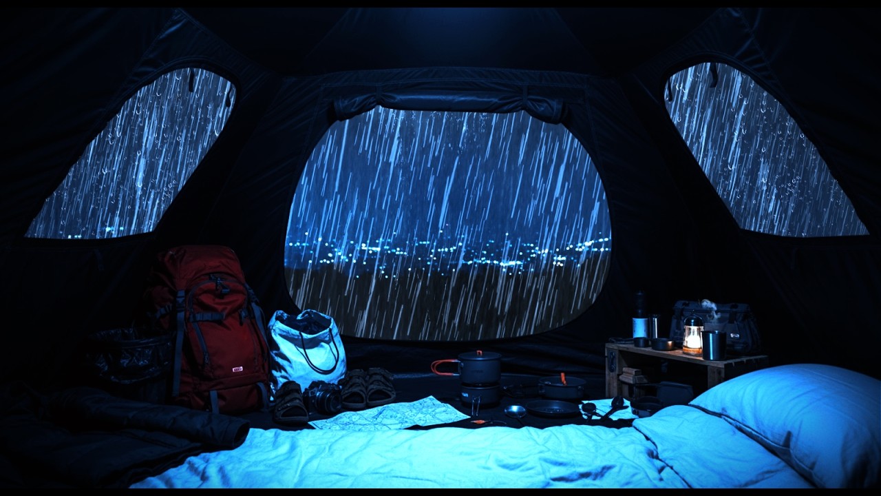 🔴 Rain Sounds Beneath a Quiet Canvas Shelter During a Long Dark Rainy Night