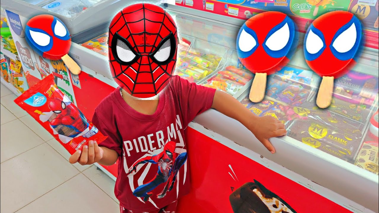 DRAMA BELI ES KRIM KARAKTER SPIDERMAN DAN MARSHMALLOW TWISTER