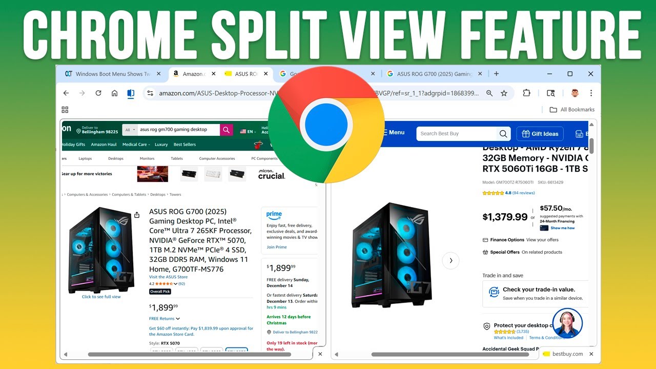 Как использовать разделённый вид в Google Chrome | Упрощённое расположение вкладок рядом (демонст...