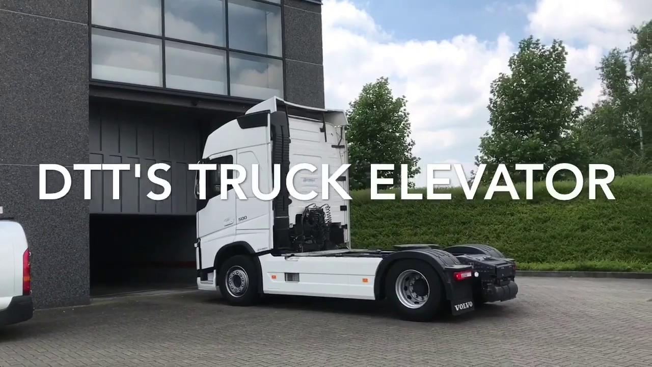 Degroote Trucks & Trailers truck elevator - meet the biggest elevator in Europe!