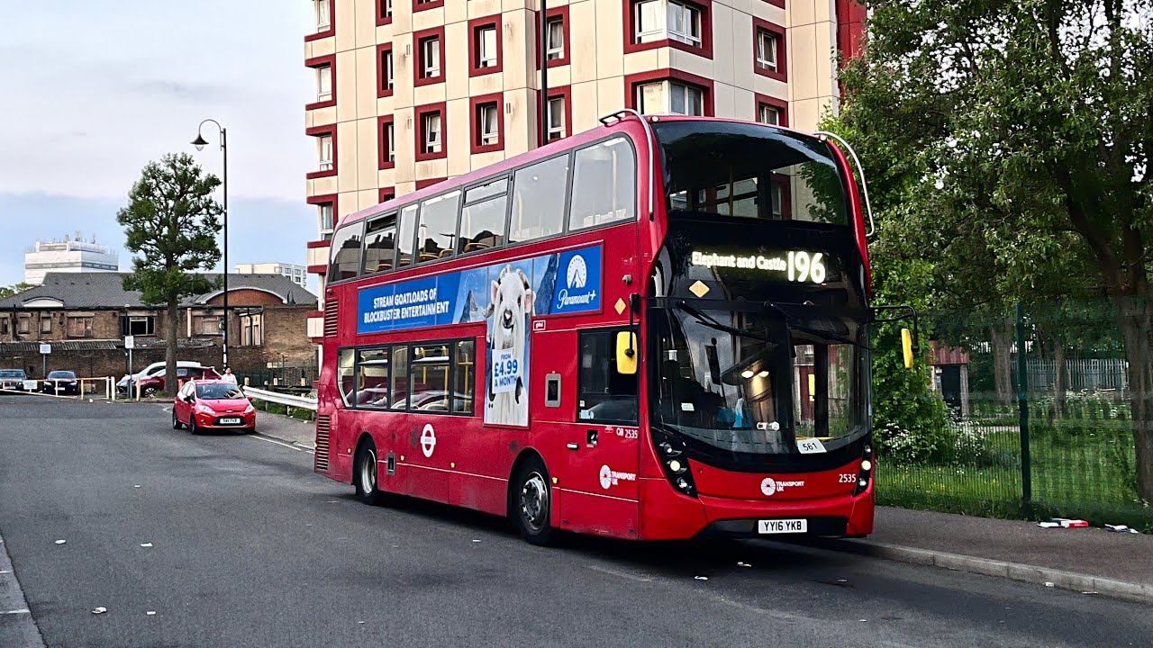 Full Route Visual - Route 196 - Norwood Junction to Elephant & Castle - 2535 (YY16 YKB)
