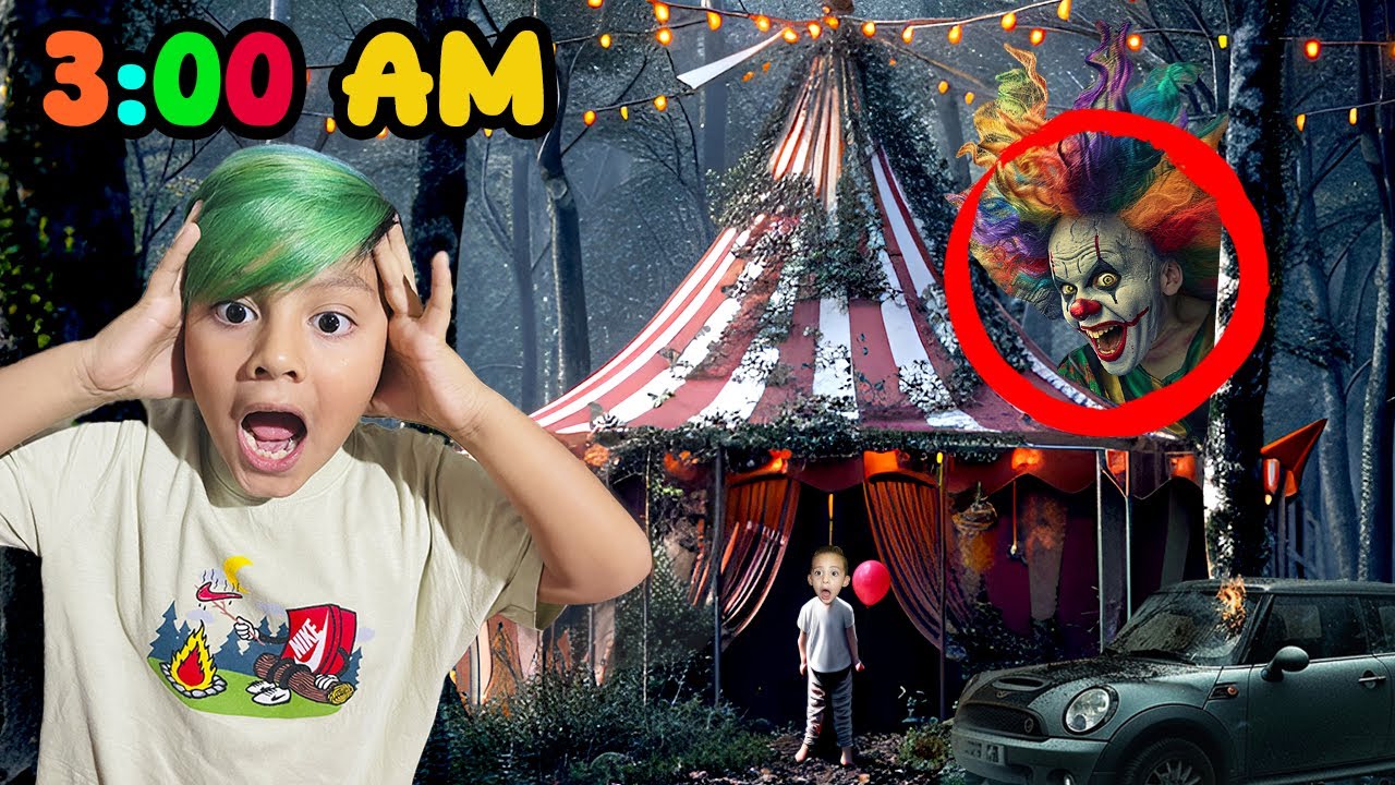 PASAMOS LA NOCHE EN UN CIRCO!! | ENCONTRAMOS UN PAYASO 🤡🎪 | Family Juega