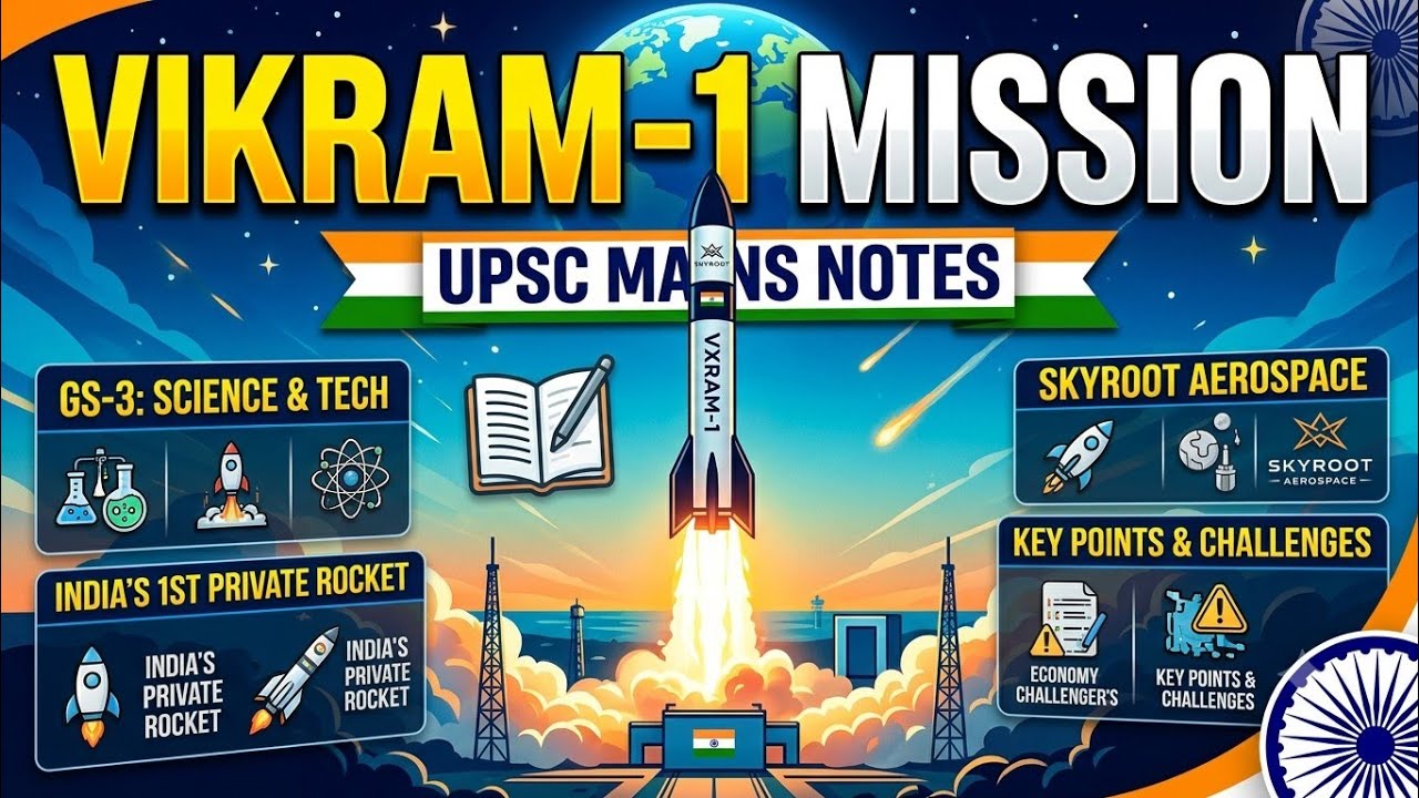 Vikram-1 Launch Key Points, UPSC mains, IAS, IFS writing answer ,#SkyrootAerospace, #Vikram1 #ISRO