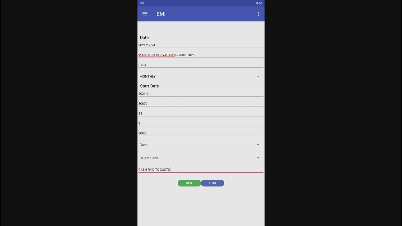 Daily Cash Collection EMI App