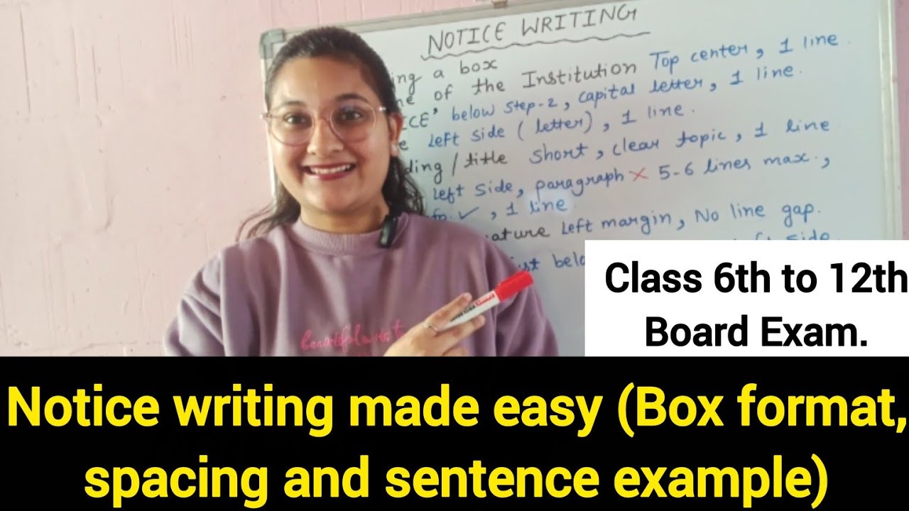 Notice writing | complete format | layout and sample question | class 6&12 #snehclass #english #yt 