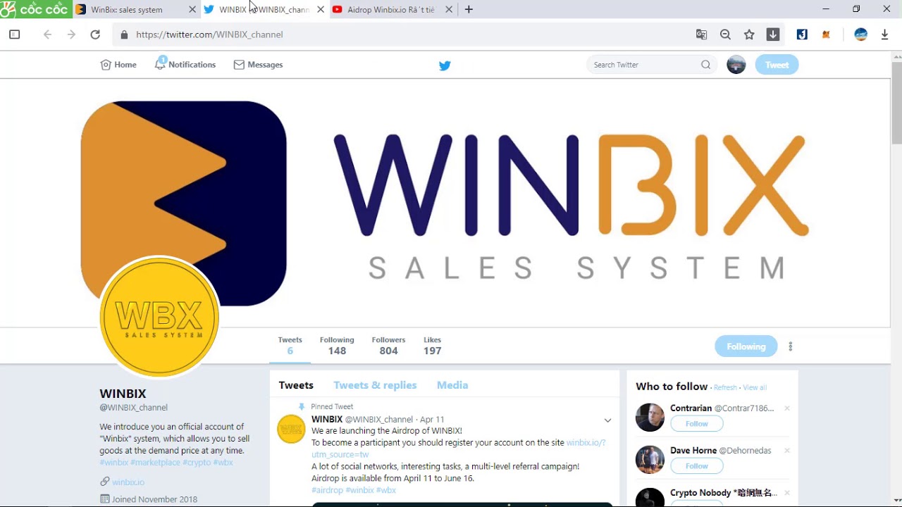 Aidrop winbix , Free token WBX