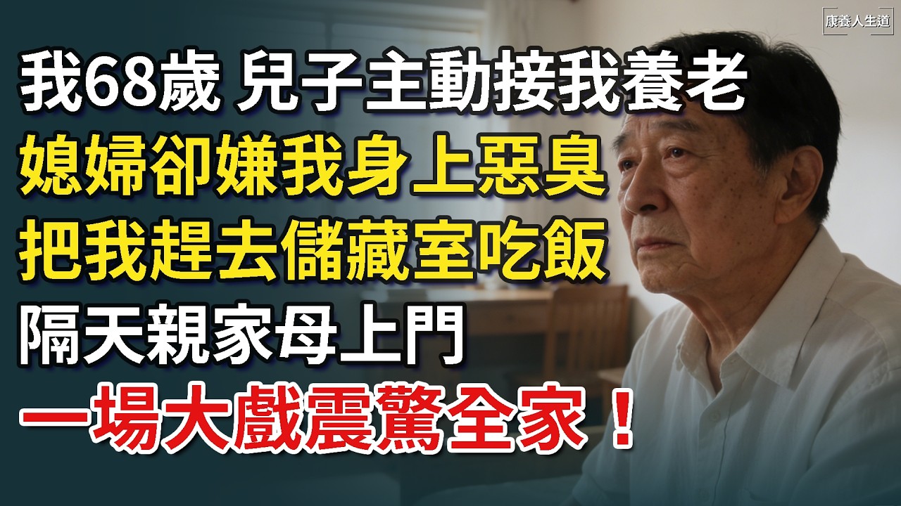 我68歲，兒子主動接我養老，媳婦卻嫌我身上惡臭，把我趕去儲藏室吃飯，隔天親家母上門，一場大戲震驚全家！【康養人生道】 #康養人生道 #上了年紀該明白的事 #養老 #聰明老人 #長壽秘密 #延壽