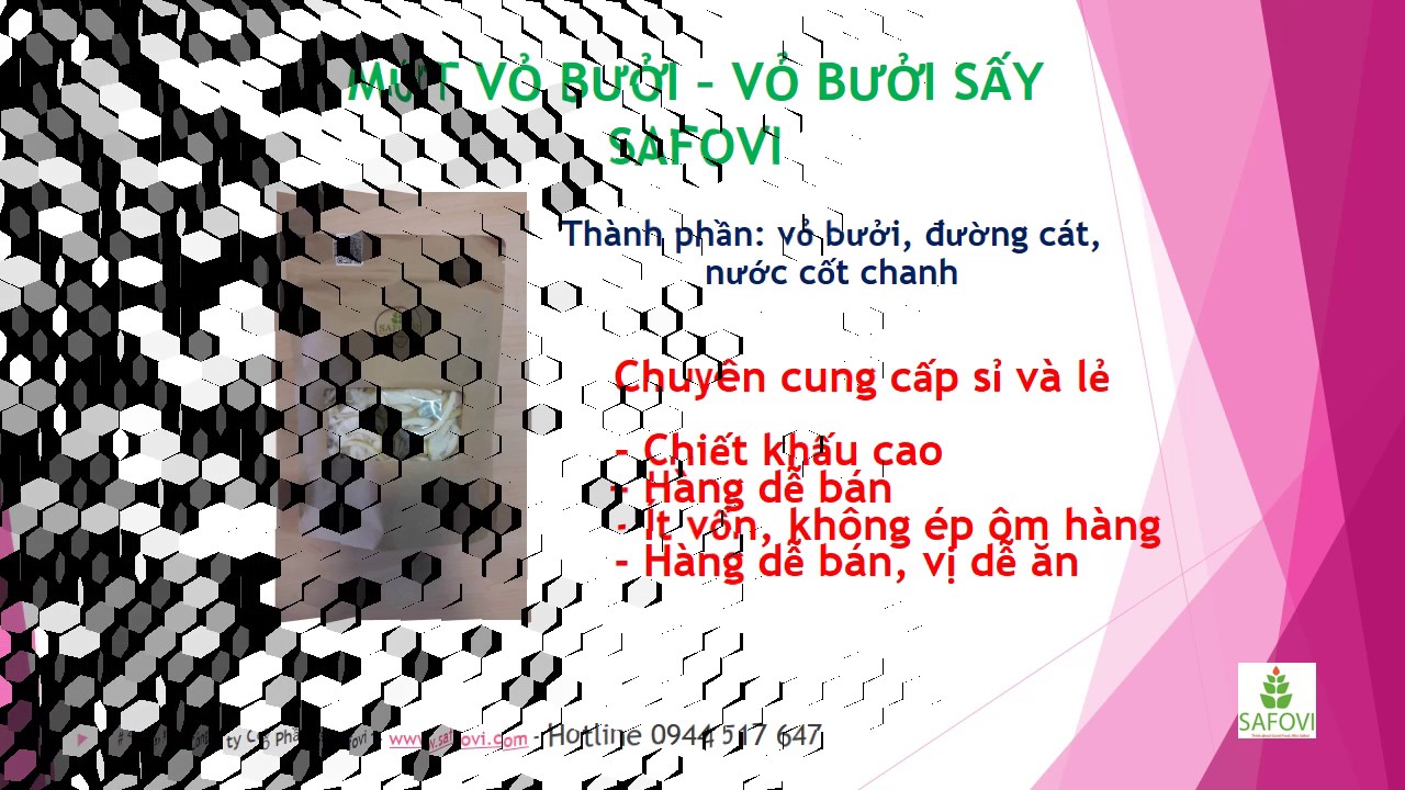 Mứt Vỏ Bưởi Sấy Safovi Quận T&acirc;n B&igrave;nh
