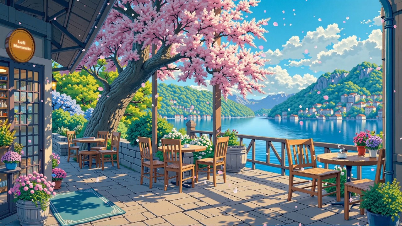 Soft Lofi Beats 🍀 Lakeside Coffee Morning 🌸☕ Gentle Sounds Mix to Study, Relax & Heal