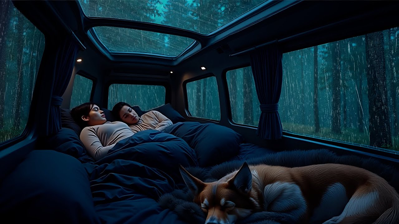 Gentle Rain, Thunder & Soft Piano in a Cozy Car ⛈️ ASMR Rain Sounds for Deep Sleep