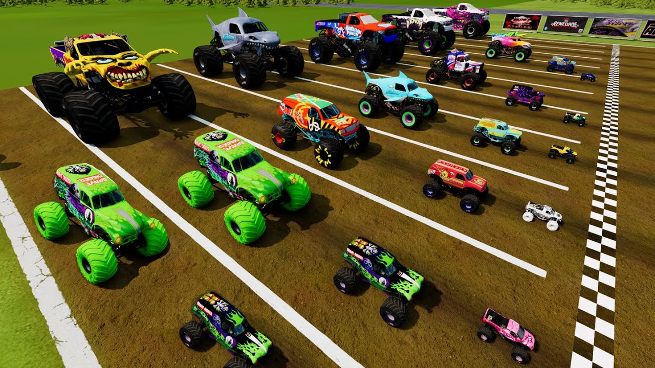 Big & Small Monster Truck Racing | Grave Digger | BeamNG New Challenge