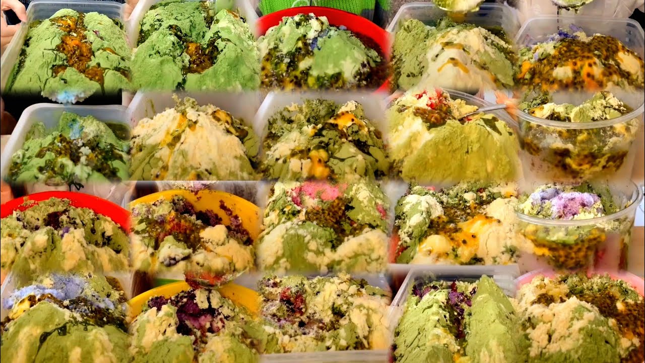 YY ICE EATING WITH PASSION FRUIT & MATCHA MILK POWDER MIXED EATING ASMR COLLECTION 